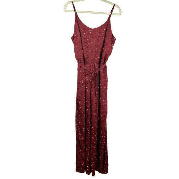 Skies Are‎ Blue The Perfect Polka Dot Romper Jumpsuit Women Large Wide Leg Red - Picture 1 of 8
